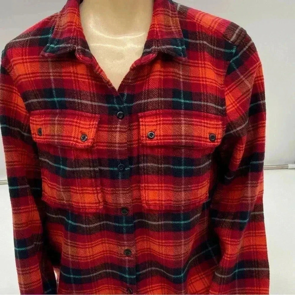 L. L. Bean Signature Flannel Button Down Top Multicolor Plaid Size Small - Picture 3 of 10